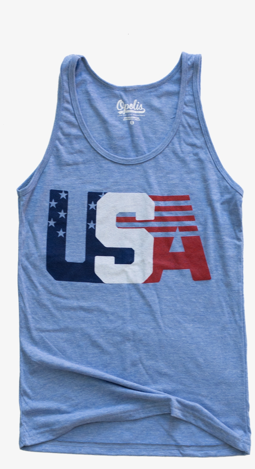 Usa Block Stars And Stripes Lt Blue Tank Red Navy White - Active Tank, transparent png download
