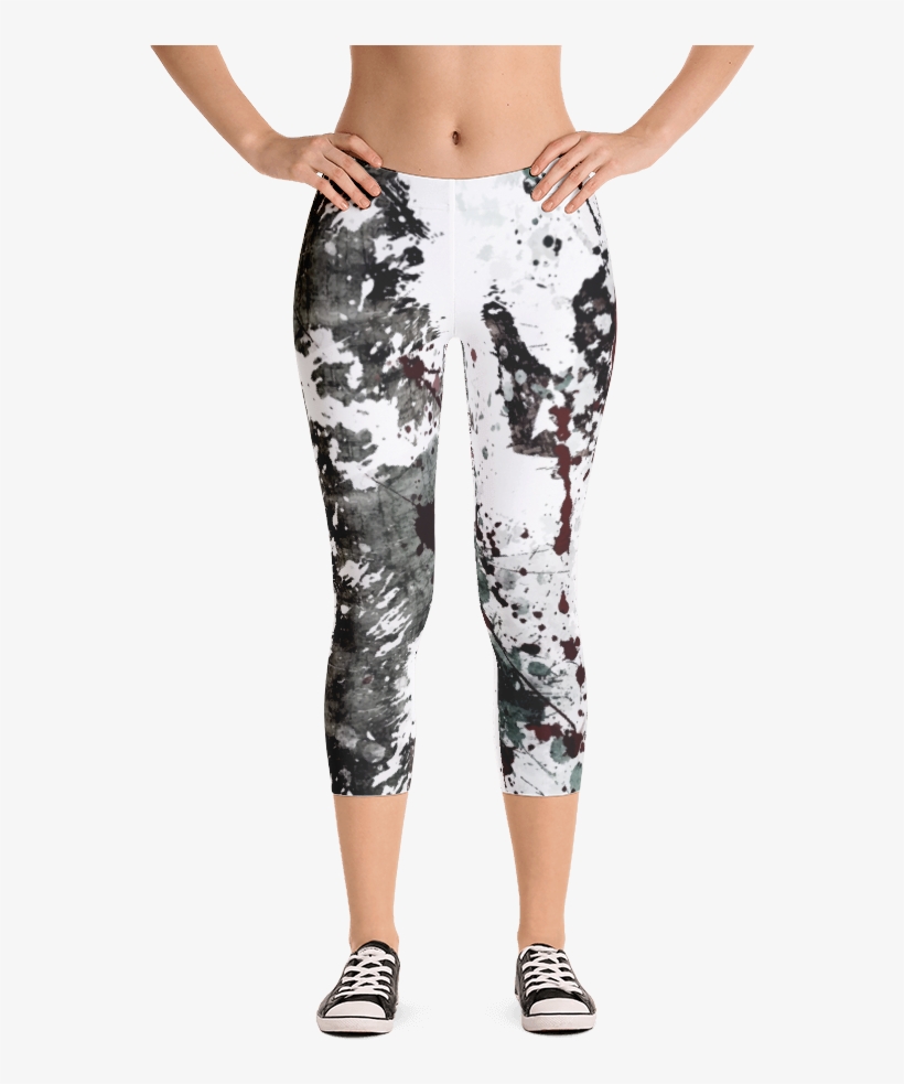 Ink Splatter Capri Leggings - Capri Pants, transparent png download