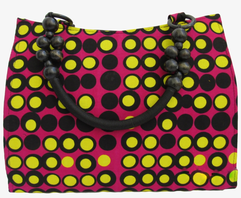 Yellow And Black Polka Dot African Handbag, transparent png download