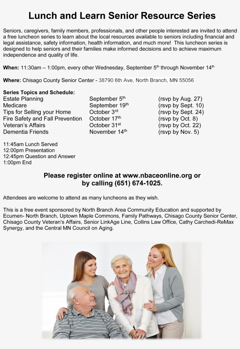 Senior Lunch And Learn Series 2018 - Sitting, transparent png download