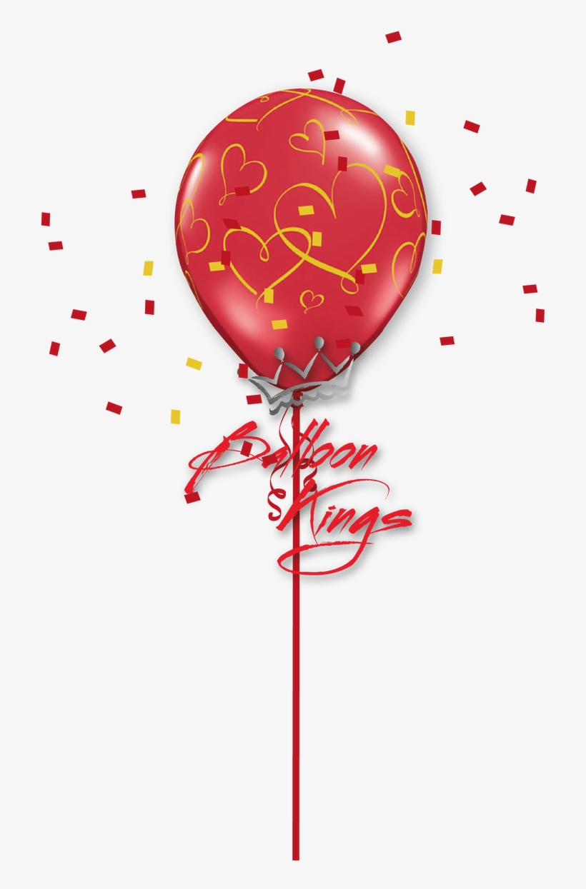 11in Latex Romantic Gold Hearts - Balloon, transparent png download