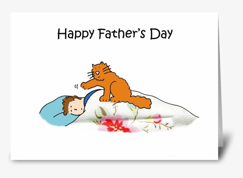 Happy Father's Day Funny Cat And Sleepin Greeting Card - Cartoon, transparent png download