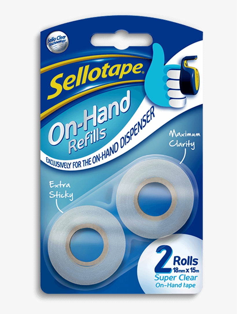 Width Length (m) 18 10,15,25 24 - Sellotape On Hand Dispenser, transparent png download