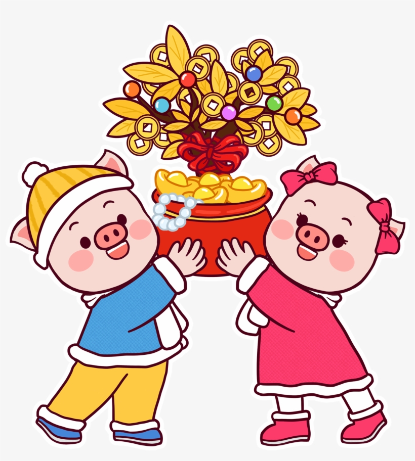 Cartoon Cute Colored Piggy Png And Psd - Cartoon, transparent png download