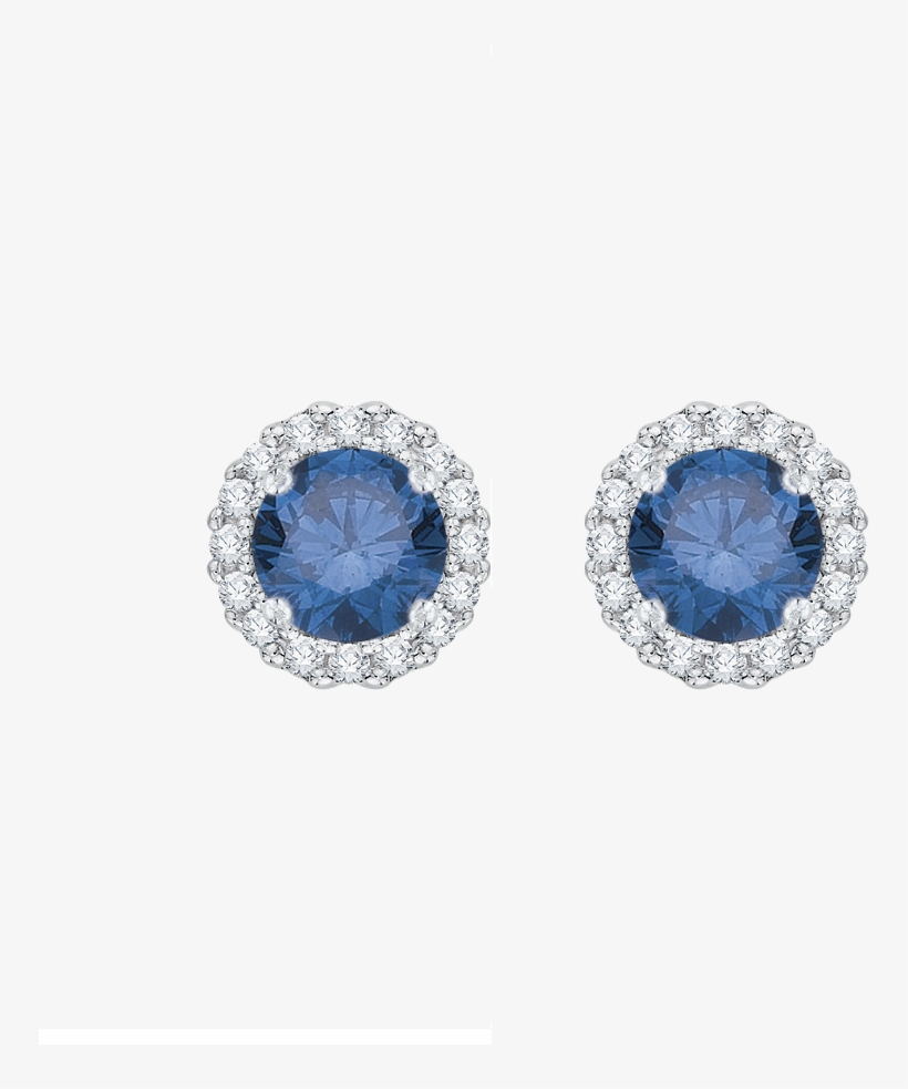 Ea0074cblt-04w - Blue Sapphire Halo Earrings, transparent png download