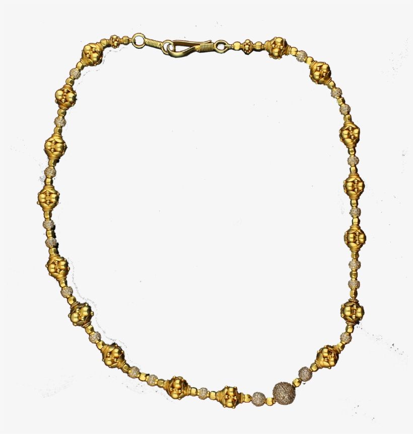 Yellow Gold And Diamond Set Bead Necklace - Chain, transparent png download
