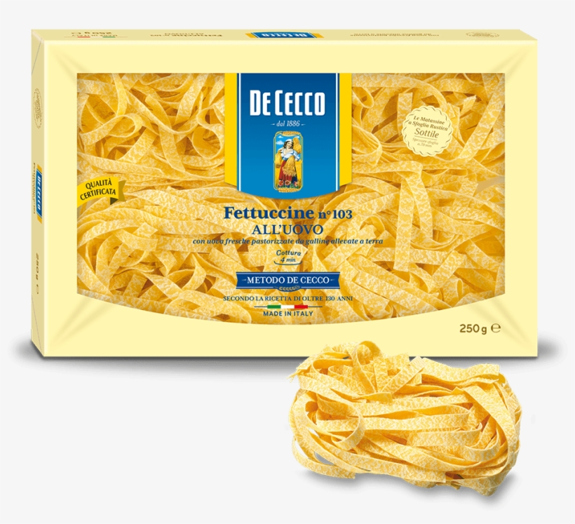 Fettuccine N°103 All'uovo - Fettuccine De Cecco, transparent png download