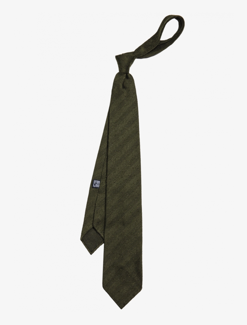 Olive Vintage Shantung Silk Tie - Drake's Olive Silk Tie, transparent png download