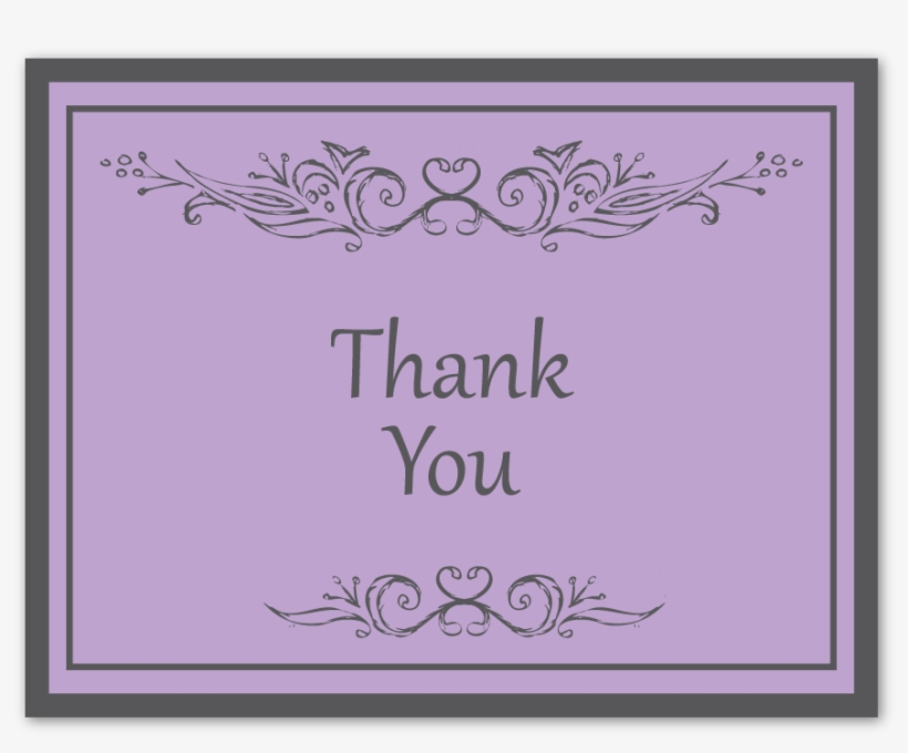 Hand Drawn Scroll Lavender Thank You Card Flat - Calligraphy, transparent png download
