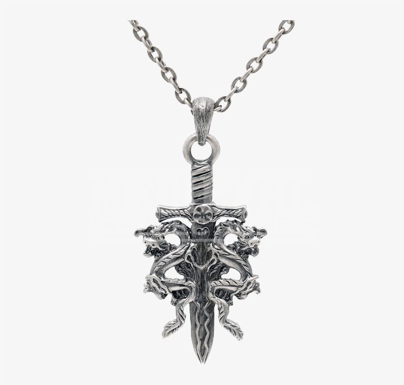 Royalty Free Library Dragon Knife Necklace - Silver Pendant Dragon Png, transparent png download
