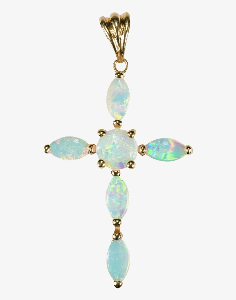 94ctw Natural Opal Cross Pendant 10k Gold Solid Jewelry - Locket, transparent png download