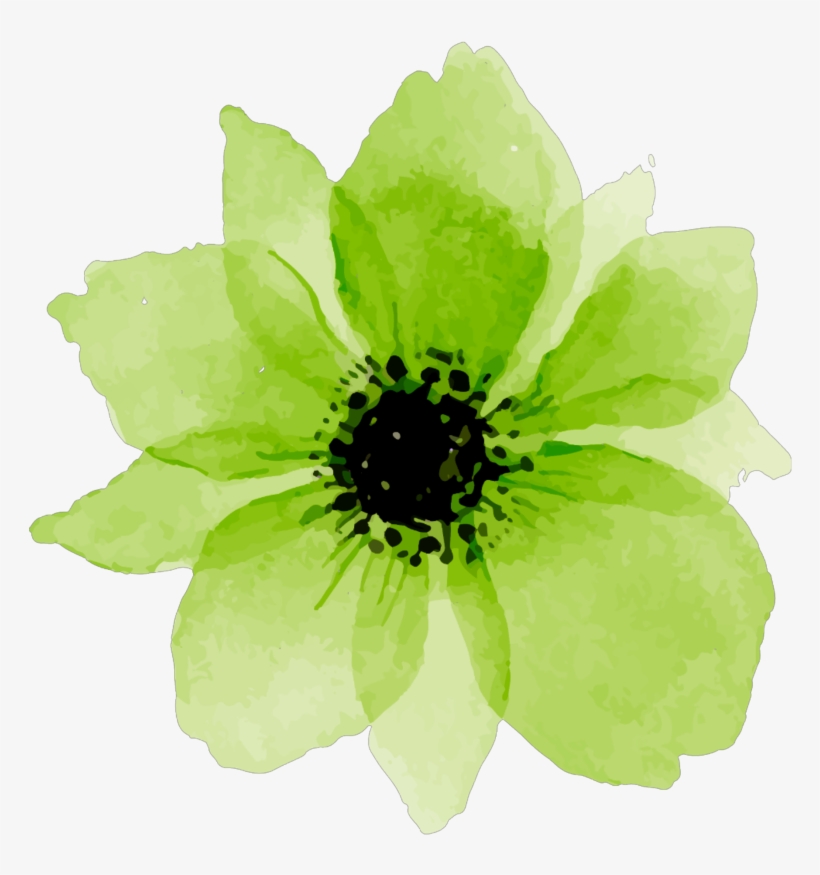 Green Sticker - Watercolor Pink Flower Png, transparent png download