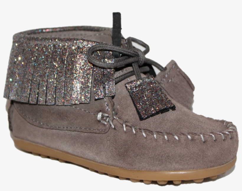 Confetti Grey Suede Glitter Fringe Bootie - Outdoor Shoe, transparent png download