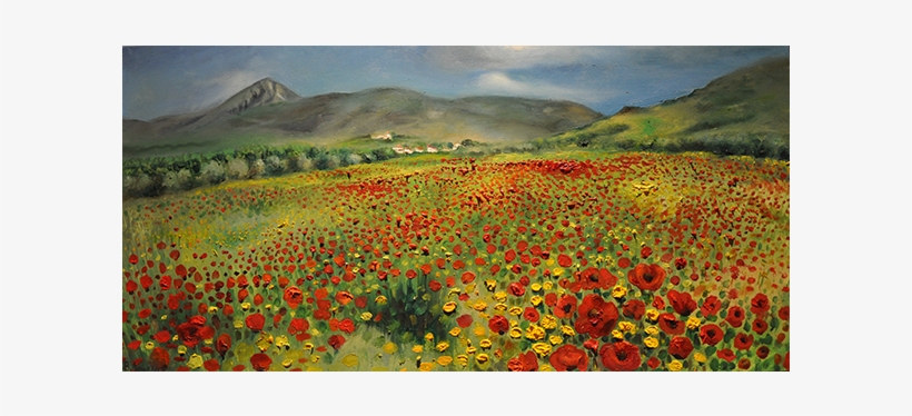 Landscape With Poppies - Painting, transparent png download