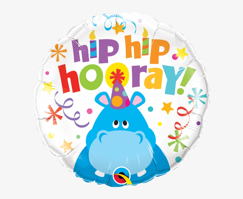 Hip Hip Hooray Hippo 18" Foil Balloon - Hip Hip Hooray Birthday Hippo, transparent png download