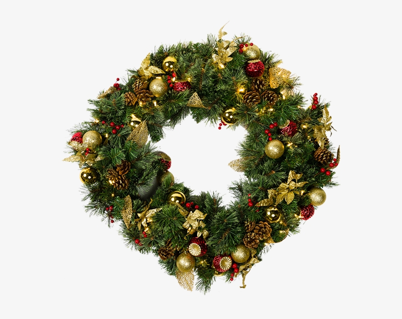 Light 24" Decorated Wreath, 35 Steady Warm White Led's, - Wreath, transparent png download