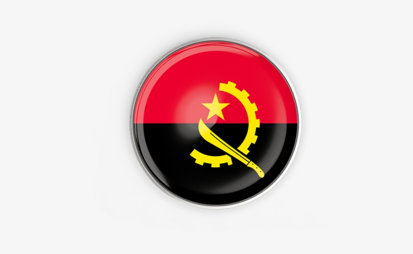 Round Button With Metal Frame - Flag Of Angola, transparent png download