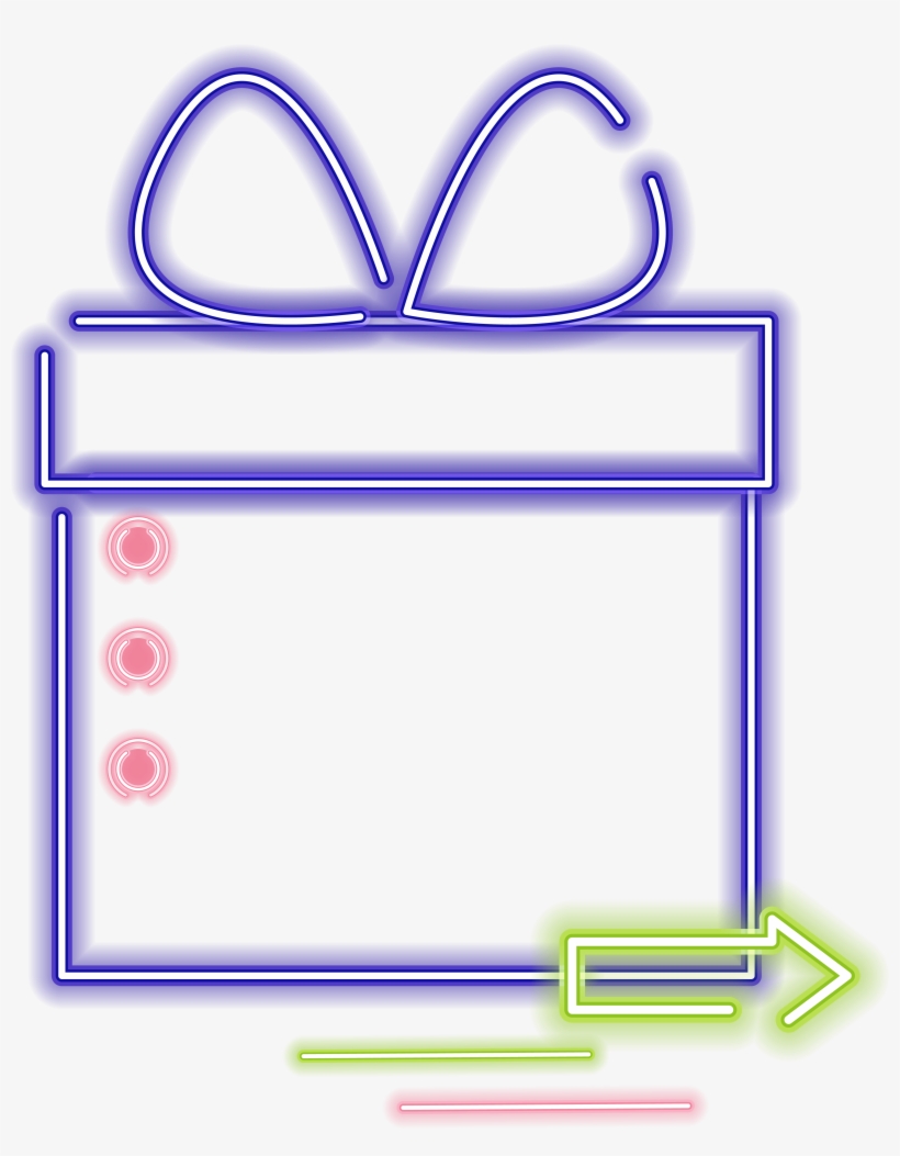 Gift Box Border Neon Element Png And Vector Image, transparent png download