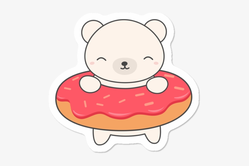 Kawaii Cute Polar Bear In A Donut - Kawaii Cat And Donut, transparent png download