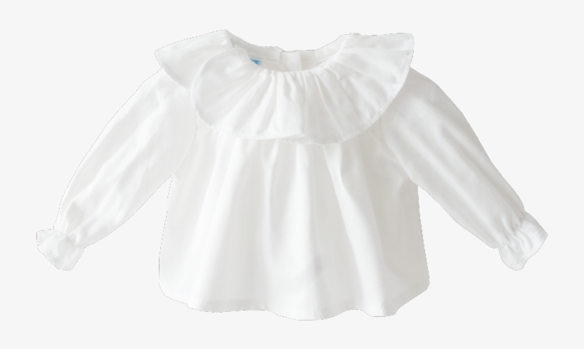 Camisa De Gola Recortada Branca De Manga Comprida - Blouse, transparent png download