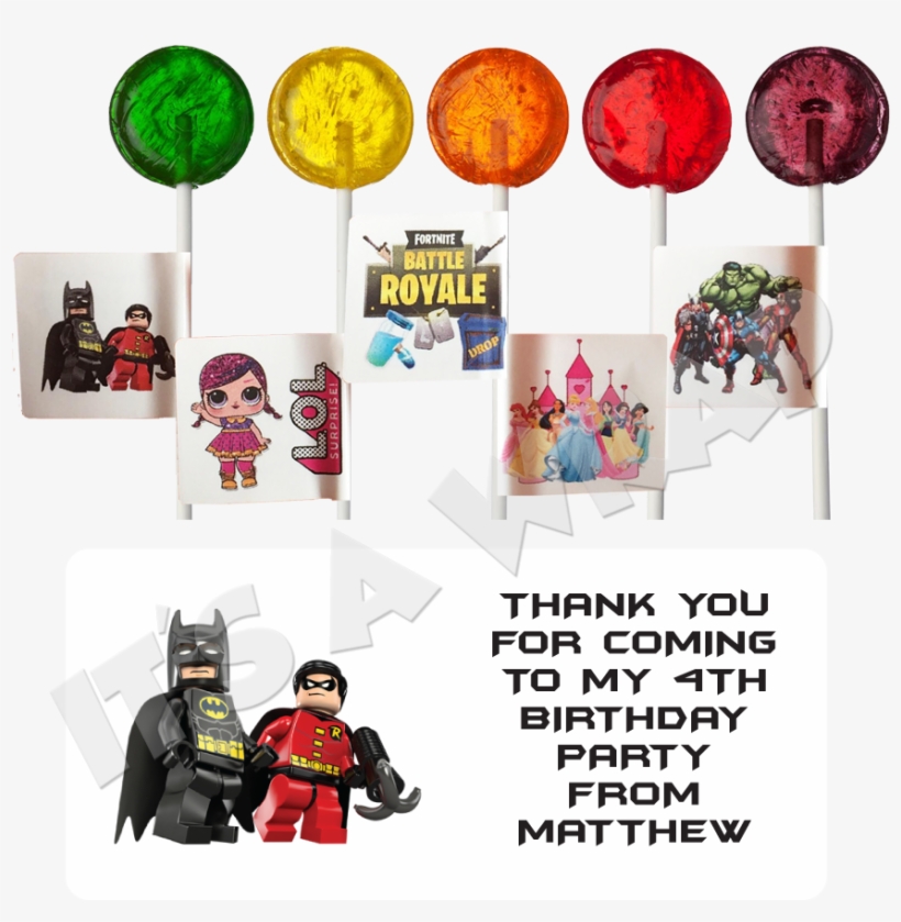 Batman Lego Lollipop Stick Labels - Lollipop Candy, transparent png download