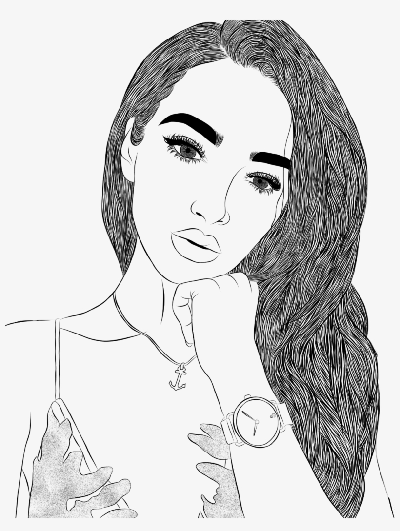 Ircsultrydrawing Sticker - Pretty Drawing Of Girls Black And White, transparent png download