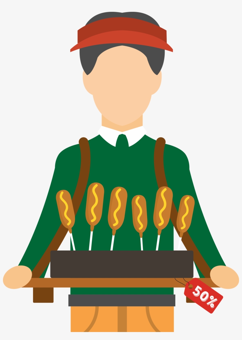 Hot Dog Sausage Hamburger Fast Food French Fries - Vendor Png Cartoon, transparent png download