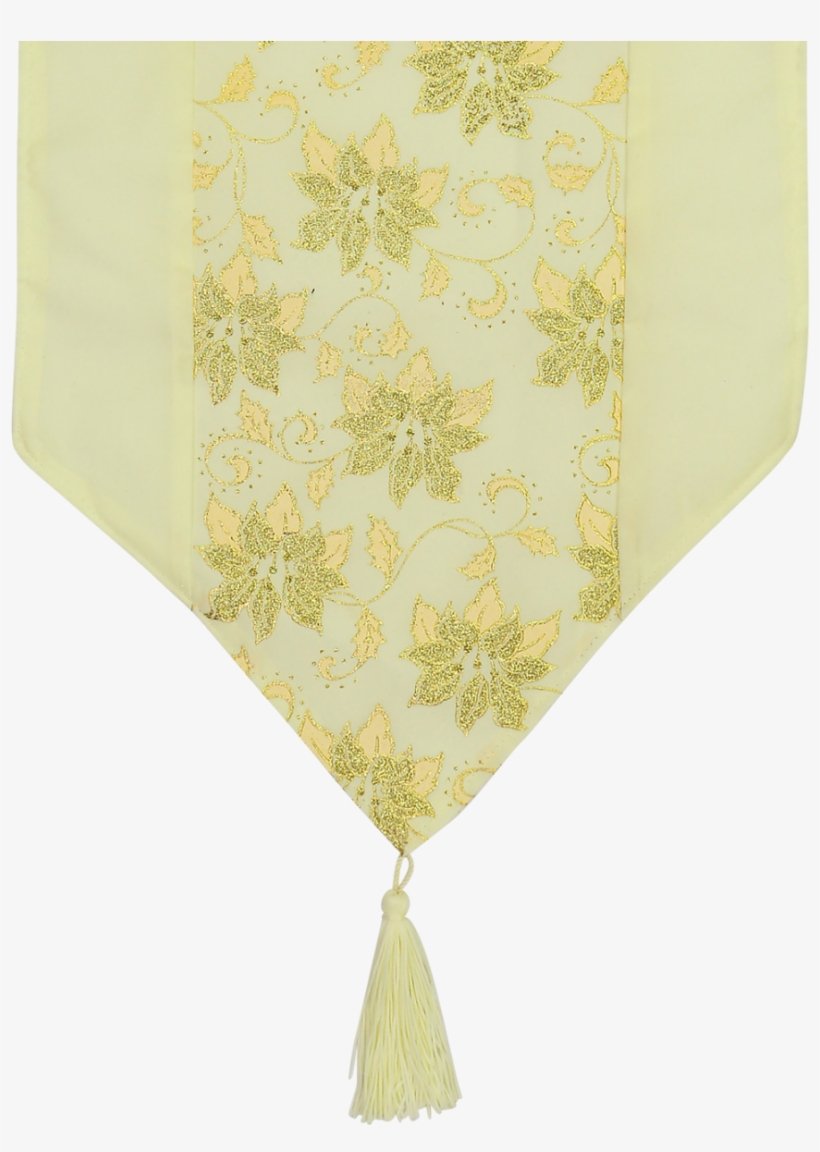 Soft Gold Table Runner With Gold Glitter Flower Design - Motif, transparent png download