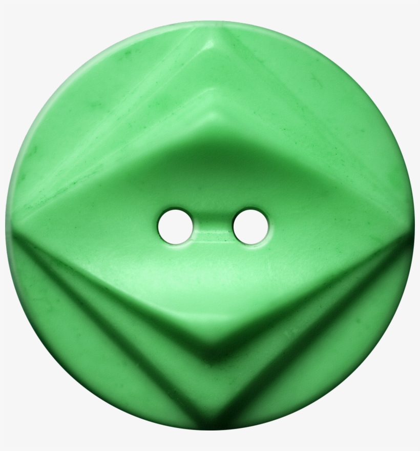 Button With Double Diamond Motif, Green - Circle, transparent png download