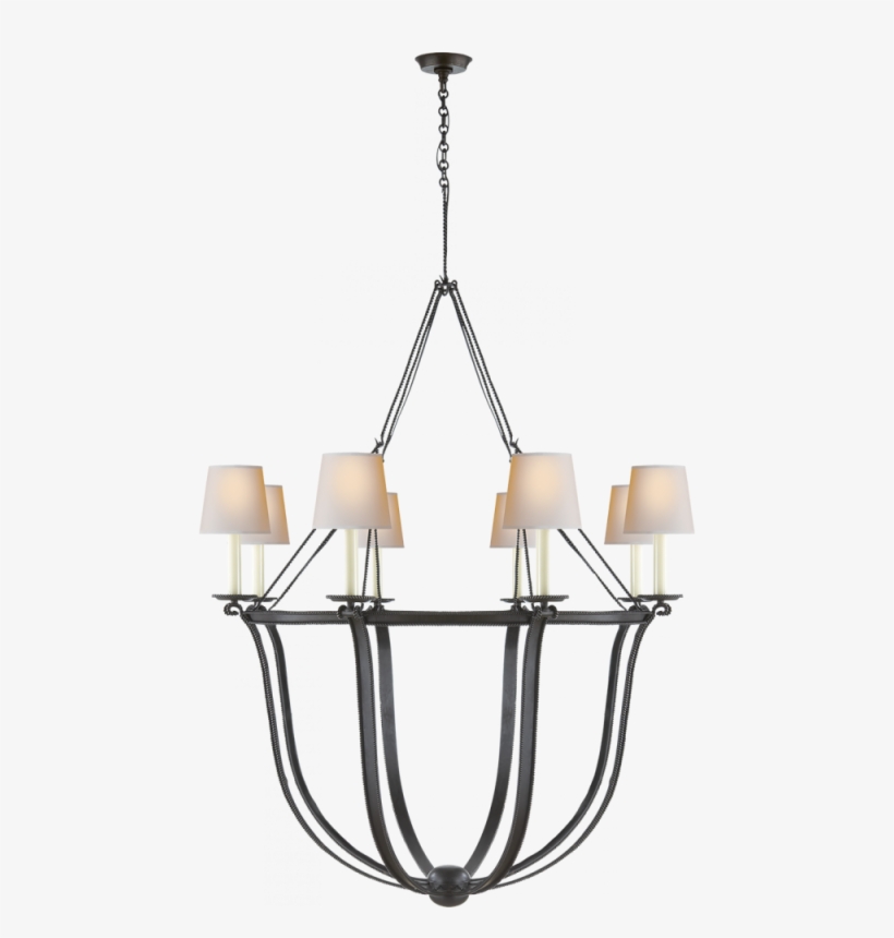 Lancaster Chandelier In Aged Iron With Natural P, transparent png download