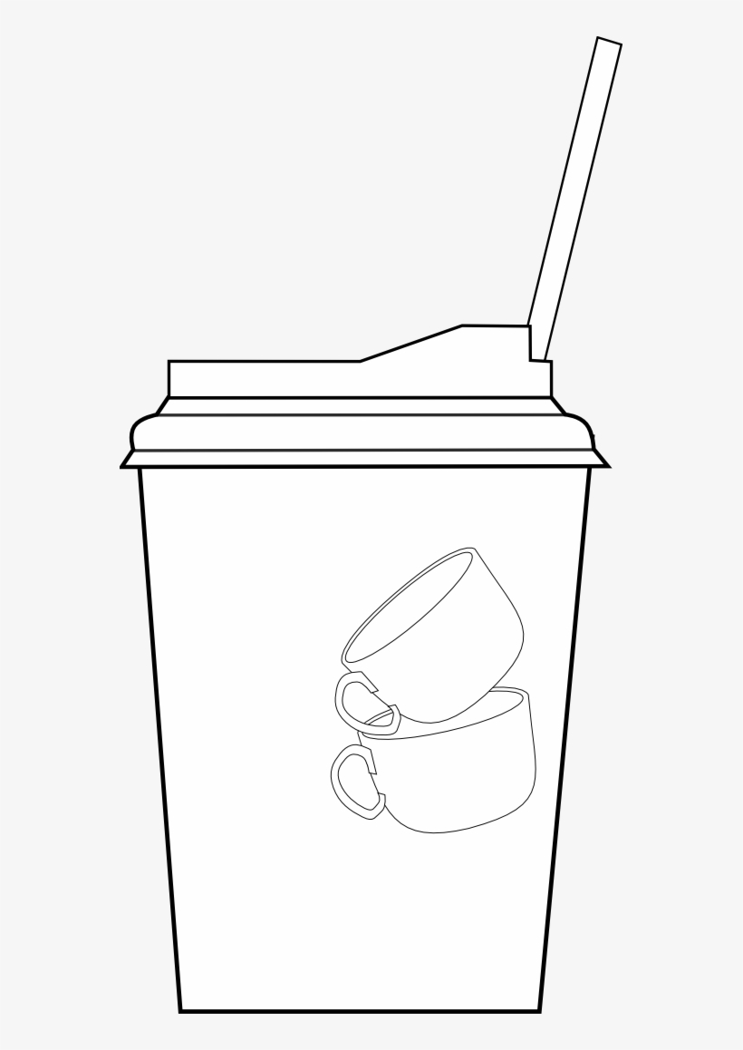 Antontw Coffee Cup Black White Line Art 555px - Coffee Cup, transparent png download