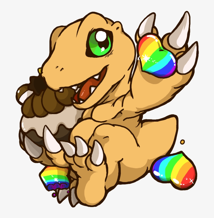 Agumon With Pokebeans And Pikachu With Giant Meats - Cartoon, transparent png download