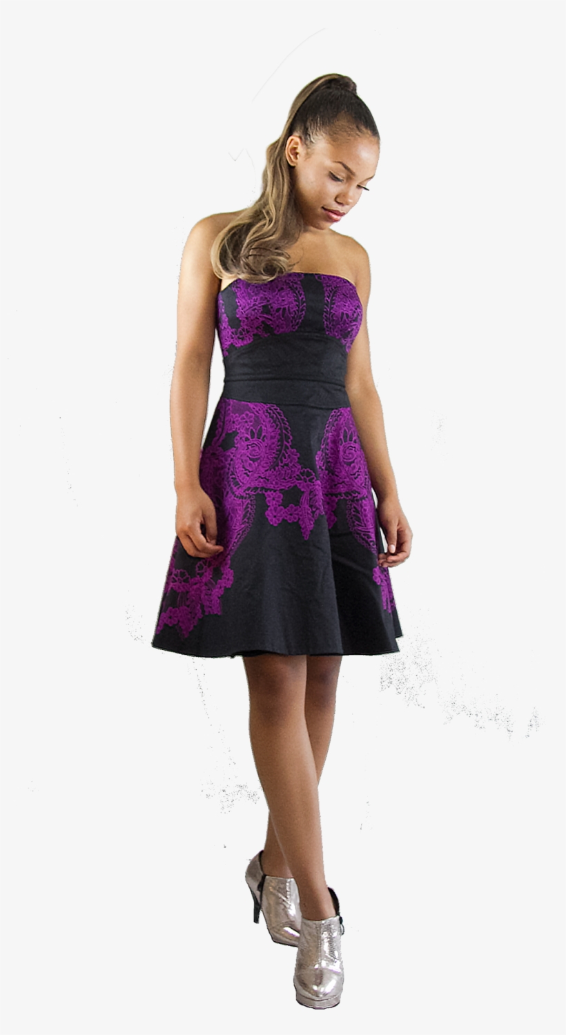 Purple/black Off Shoulder - Cocktail Dress, transparent png download