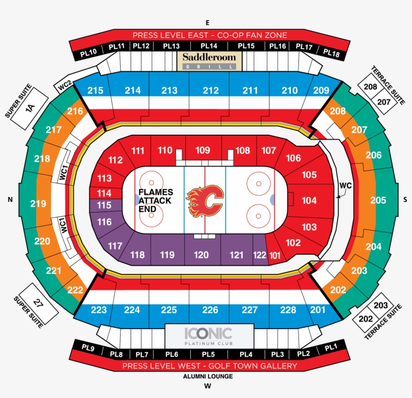 Saddledome Seating Map - Saddledome Seating Chart, transparent png download