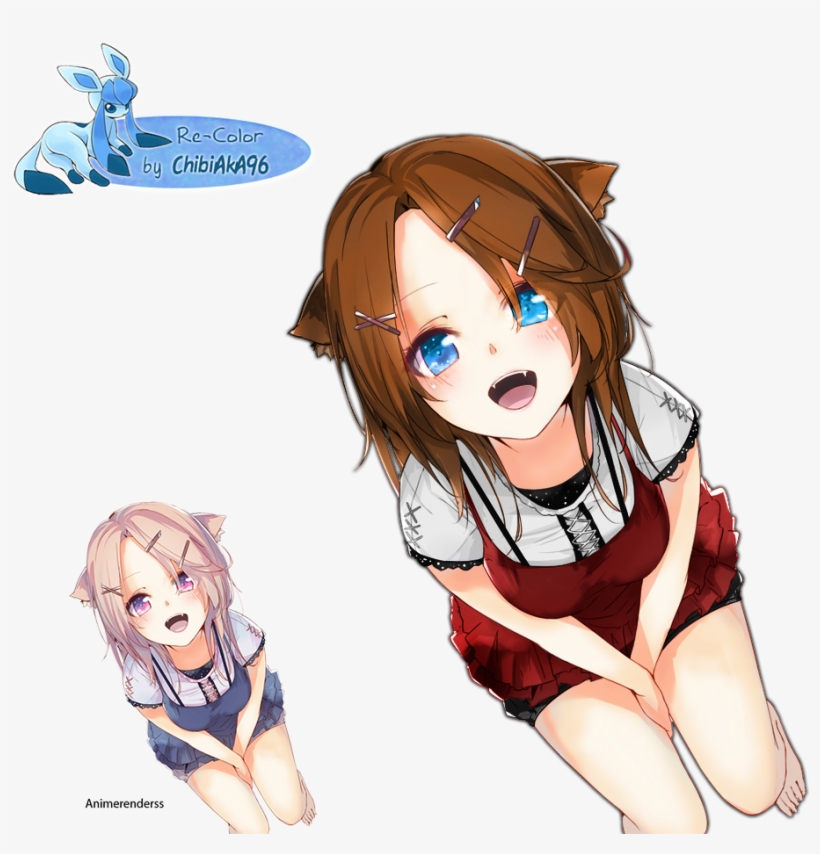 Re-color By Chibiaka96 - Anime Girl Cat Render, transparent png download