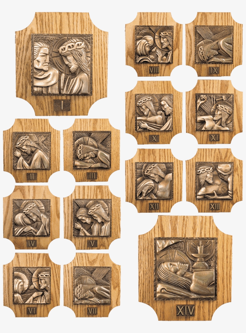 Bronze On Wood Stations Of The Cross Gift Image - Plywood, transparent png download