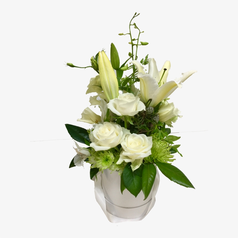 White Lily Arrangement - Garden Roses, transparent png download