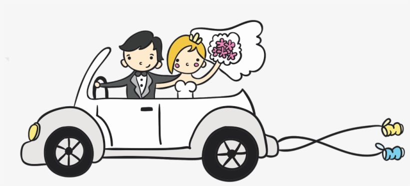 Just Married Car Clipart - Novios En Coche Dibujo, transparent png download