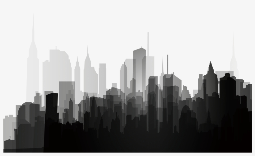 City Buildings Png Banner Black And White Download - City Silhouette Png, transparent png download