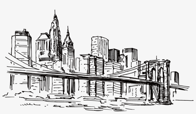 Clip Art Free Stock Drawing City Pencil - Картина Из Частей Черно Белая, transparent png download