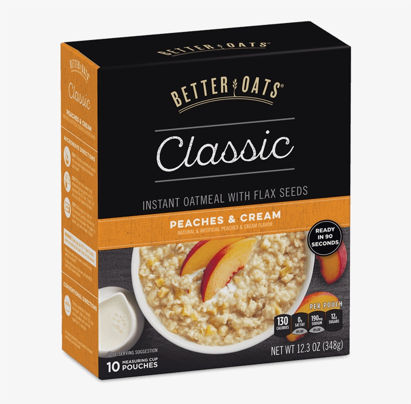 Better Oats Classic Peaches & Cream Instant Oatmeal - Better Oats, Raw Pure And Simple Organic, Bare, Instant, transparent png download