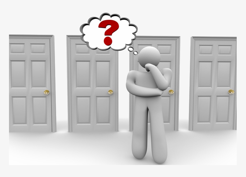 Person Figure Trying To Decide Which Door To Open - Deciding How To Enter The Market, transparent png download