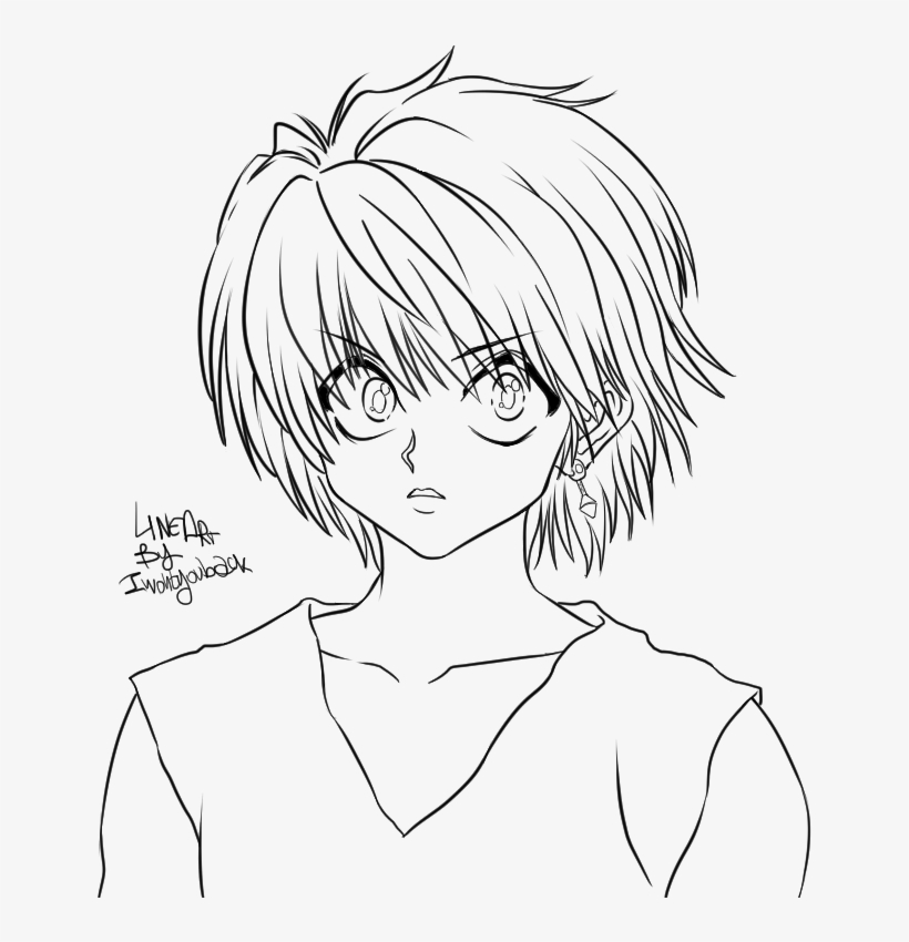 Kurapica Red Eye Lineart By Iwontyouback - Coloring Book, transparent png download