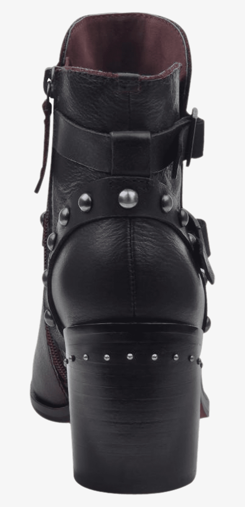 Womens Ankle Boot Red Eye In Black Back View - Motorcycle Boot, transparent png download