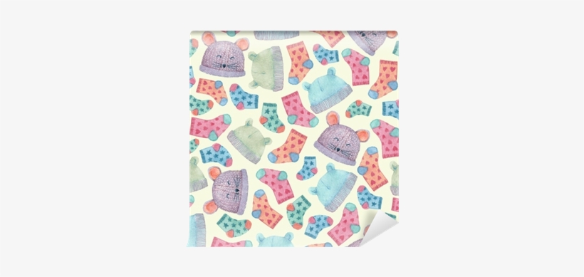 Seamless Pattern With Colorful Hats And Socks - Sock, transparent png download