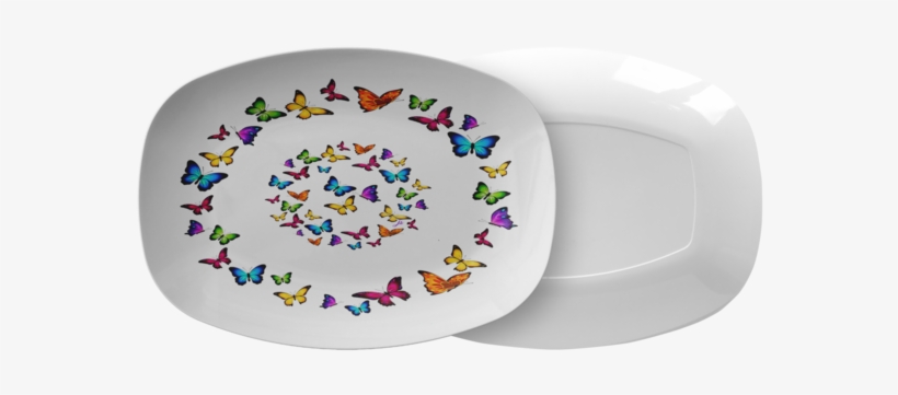 Butterfly Circle Designer Serving Platter Microwave - Platter, transparent png download
