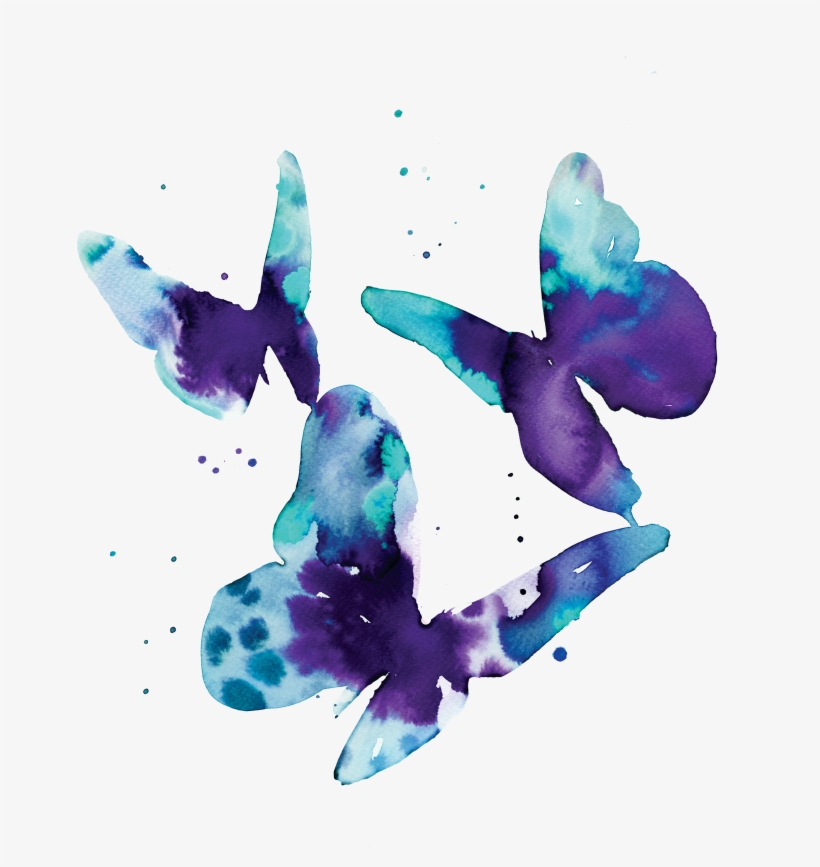 Tattly Aqua Butterflies Stina Persson 00 V=1537379743 - Watercolor Butterfly Tattoo, transparent png download