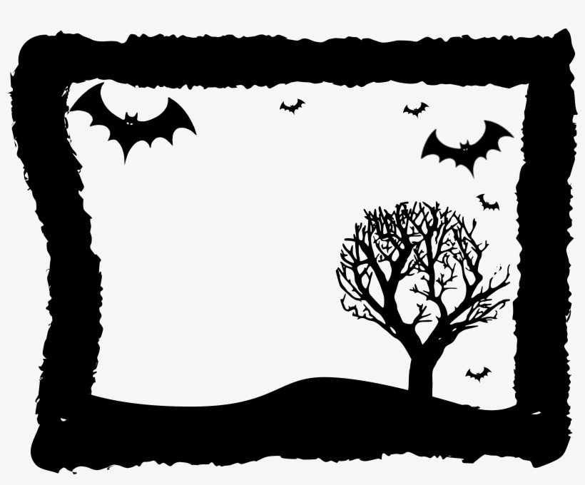 Halloween Frame Black Bats - Halloween Frame Clipart, transparent png download
