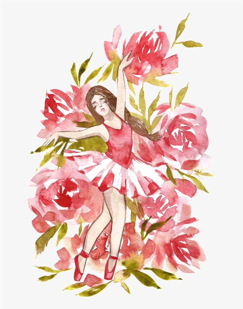 Este Gráficos Es Hand Painted Watercolor Dancing Girl - Ballet, transparent png download