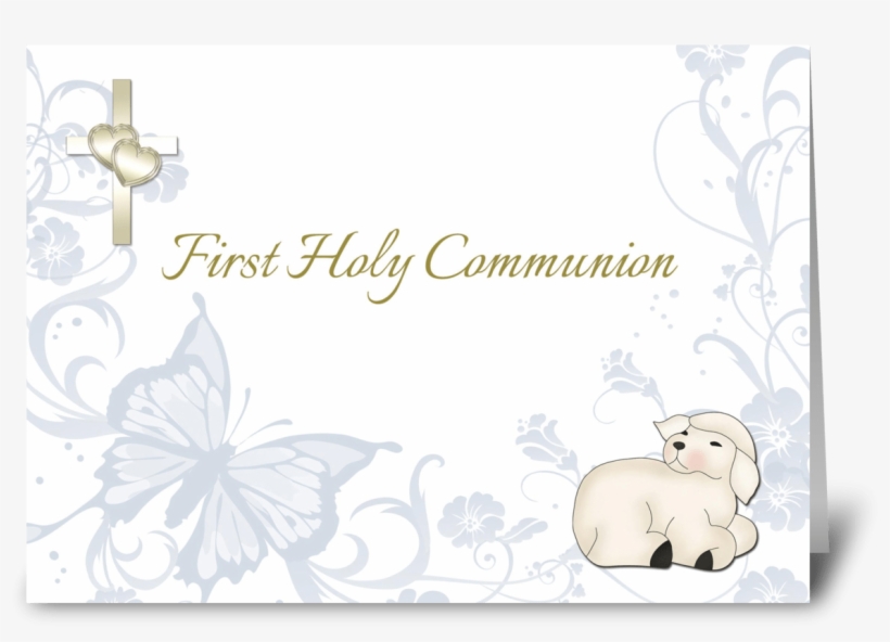 Baby Lamb Blue First Communion - Christmas Card, transparent png download